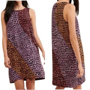 Maeve/ Anthro shift dress in colorful leopard